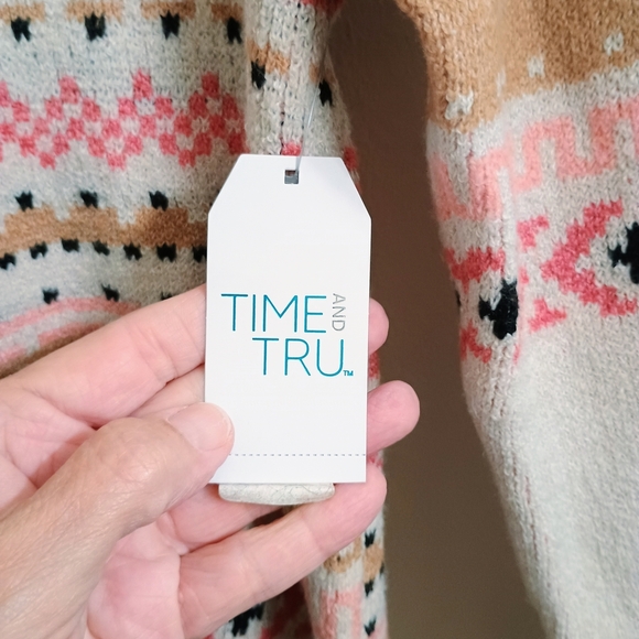 Time and Tru Women's Sweater - Pink, Tan, Cream - Picture 3 of 6